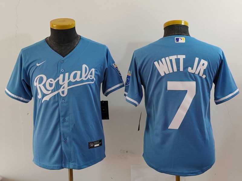 Youth Kansas City Royals #7 Bobby Witt Jr Light Blue Cool Base Stitched Jersey->mlb womens jerseys->MLB Jersey